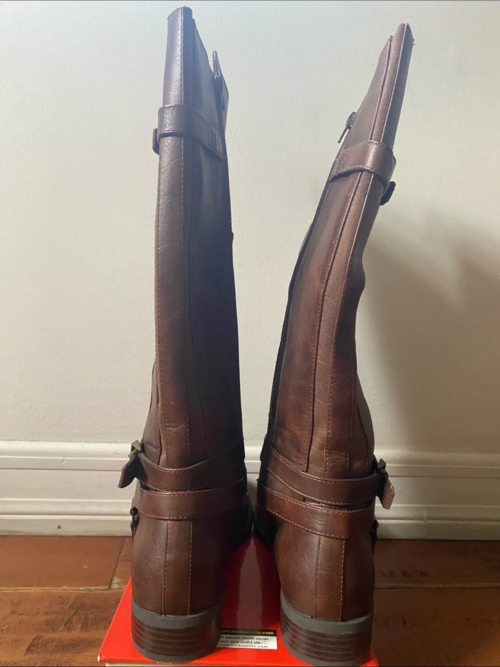 Guess Women's Tall Brown Over-the-Knee Buckle Riding Boots